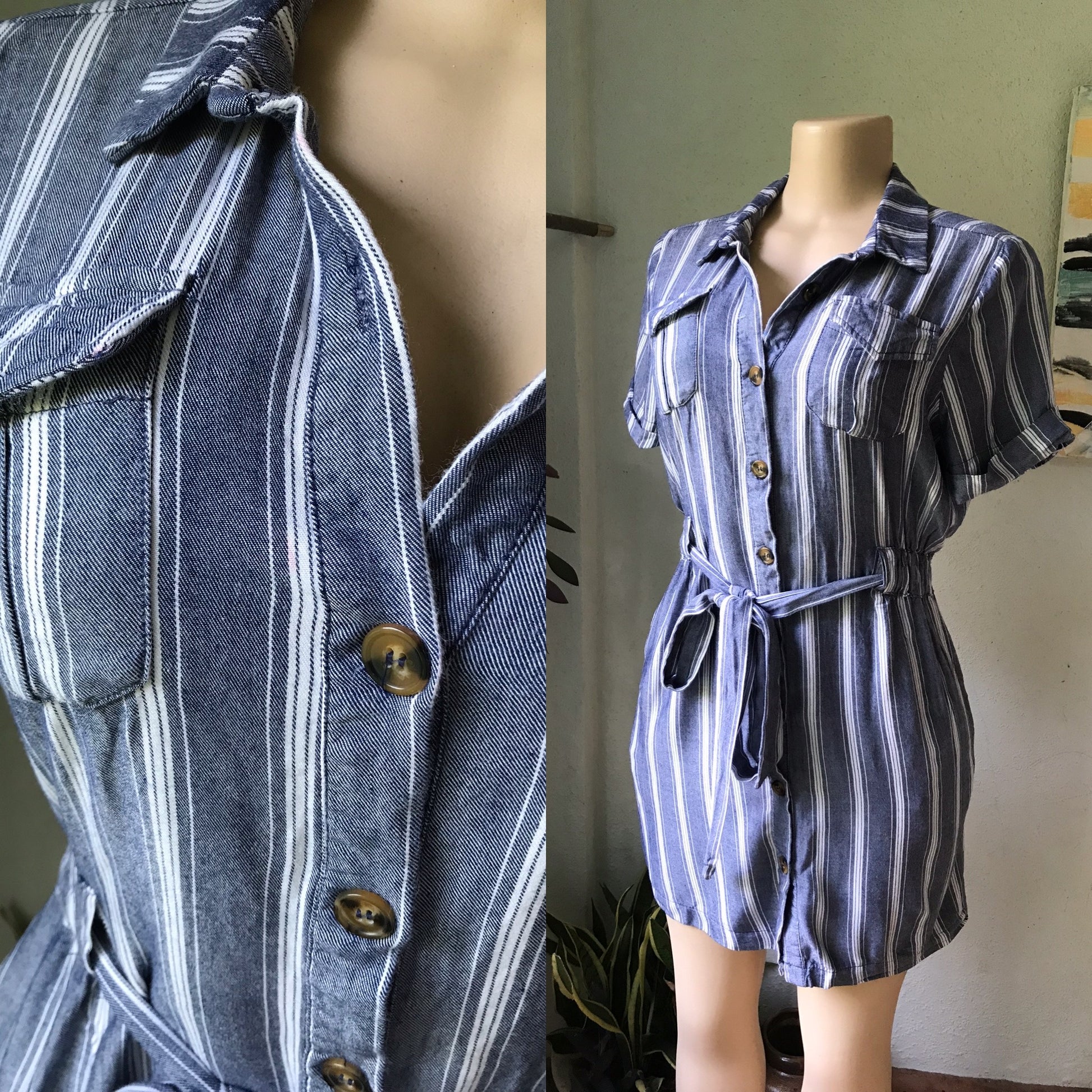 New Stripe Shirt-Dress Blue