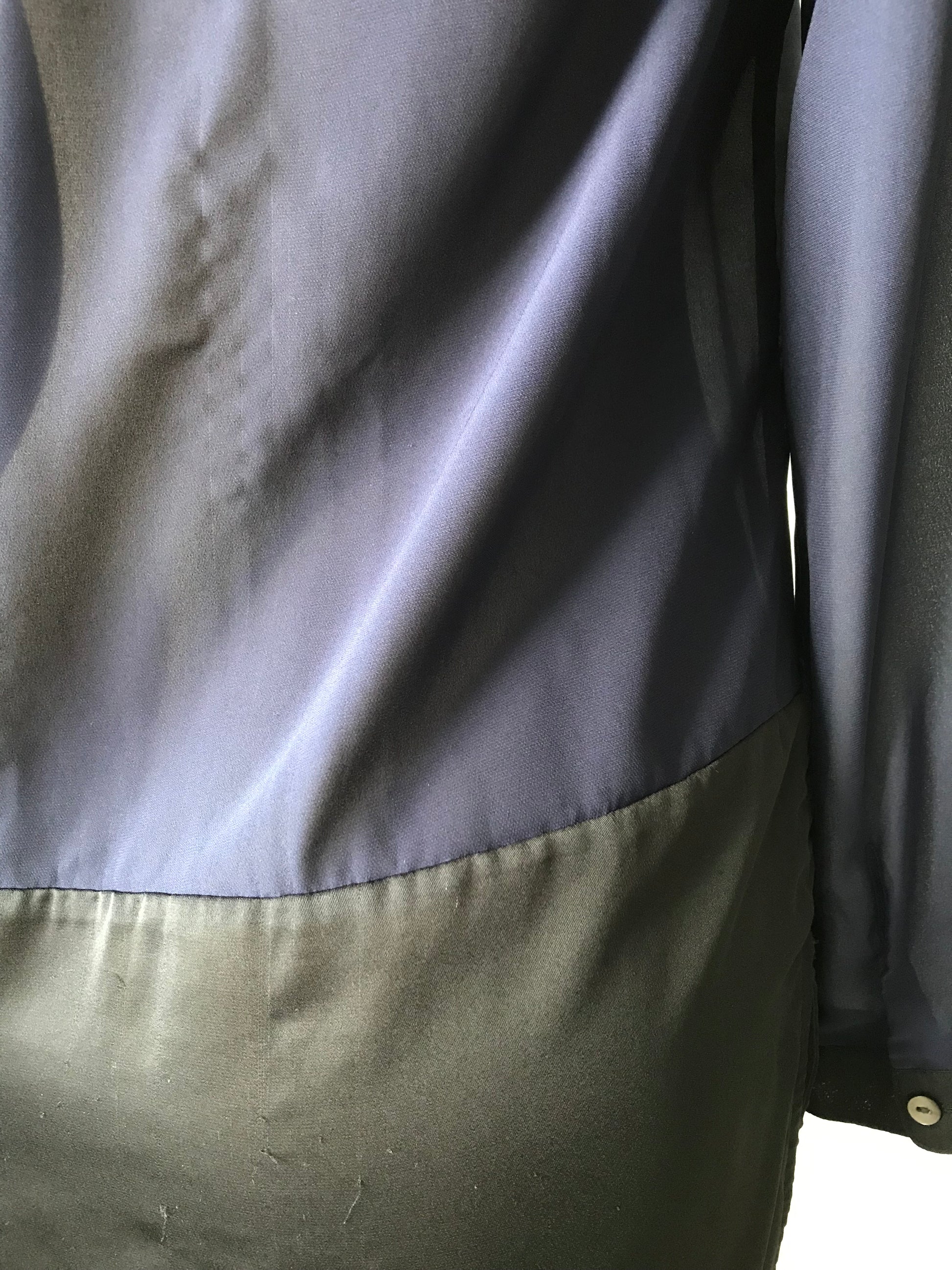 H&M Navy Block Button Down Silky Detail - M