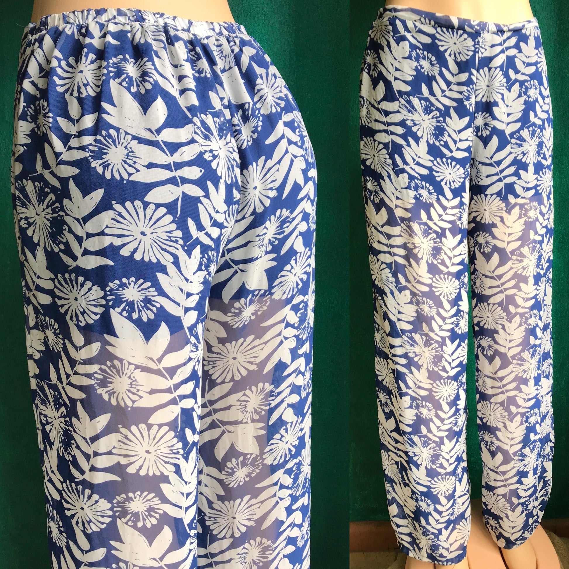 90s Sans Souci Navy Holiday Pants Sheer