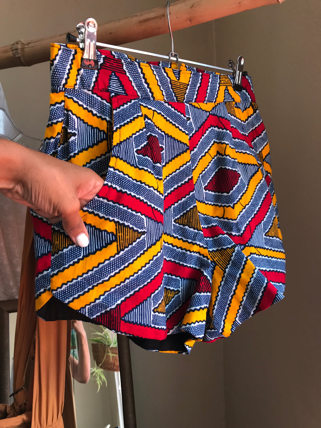 African Ankara High Waist Shorts Red - S / W26