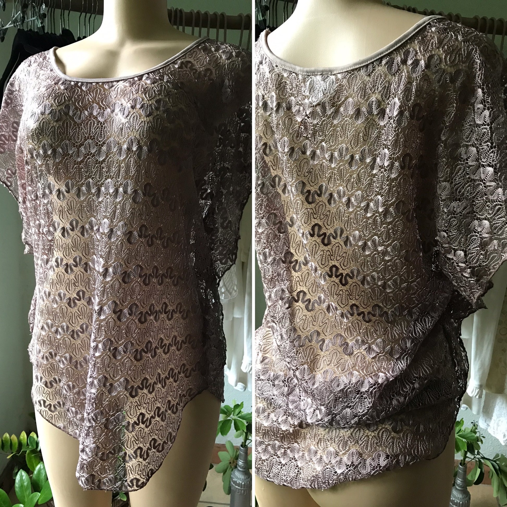 Purple Squiggle Lace Blouse / Coverup