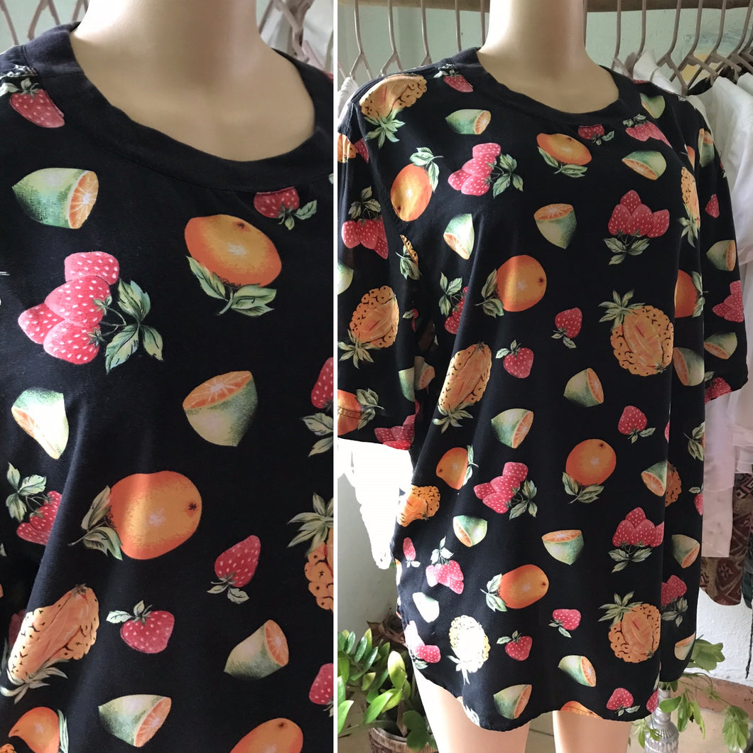 Vintage Oversized Fruits Tee Blouse