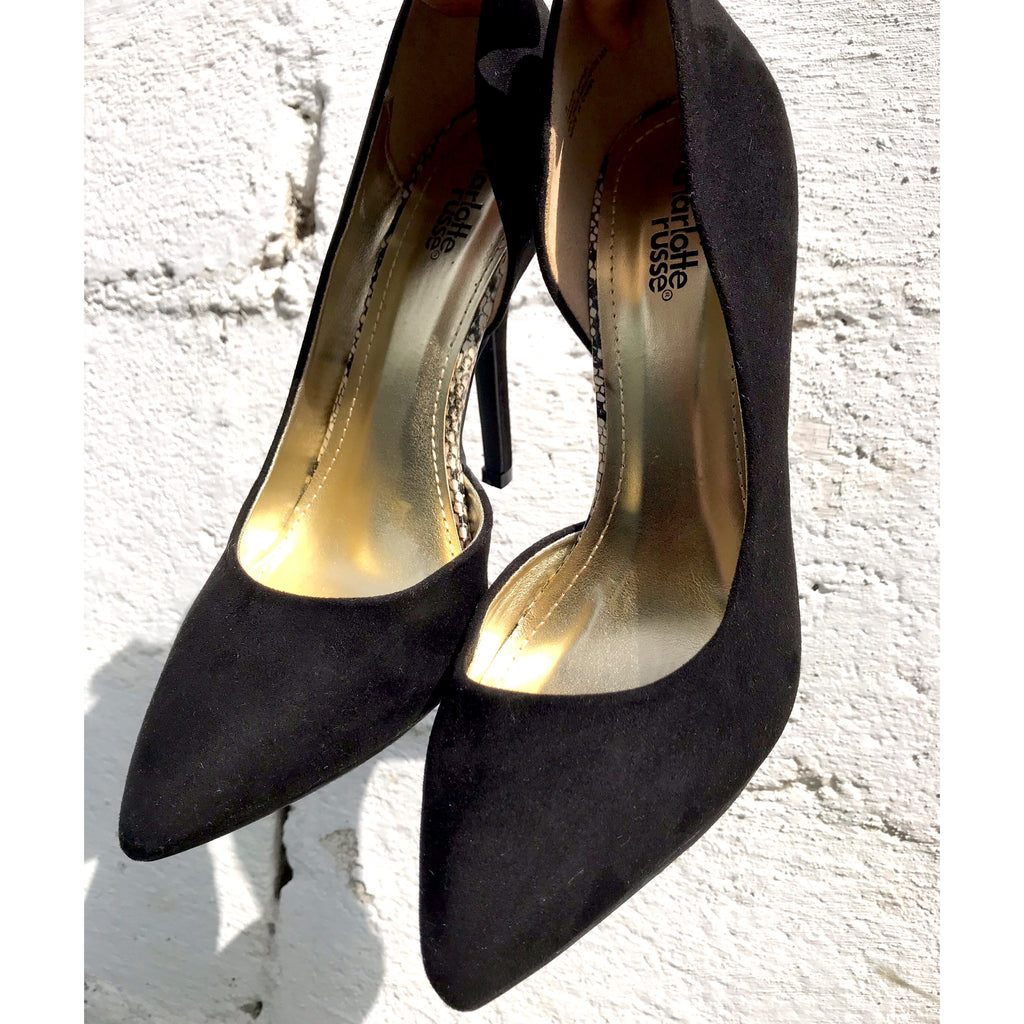 New Charlotte Russe Peep Side Pumps Suade Finish