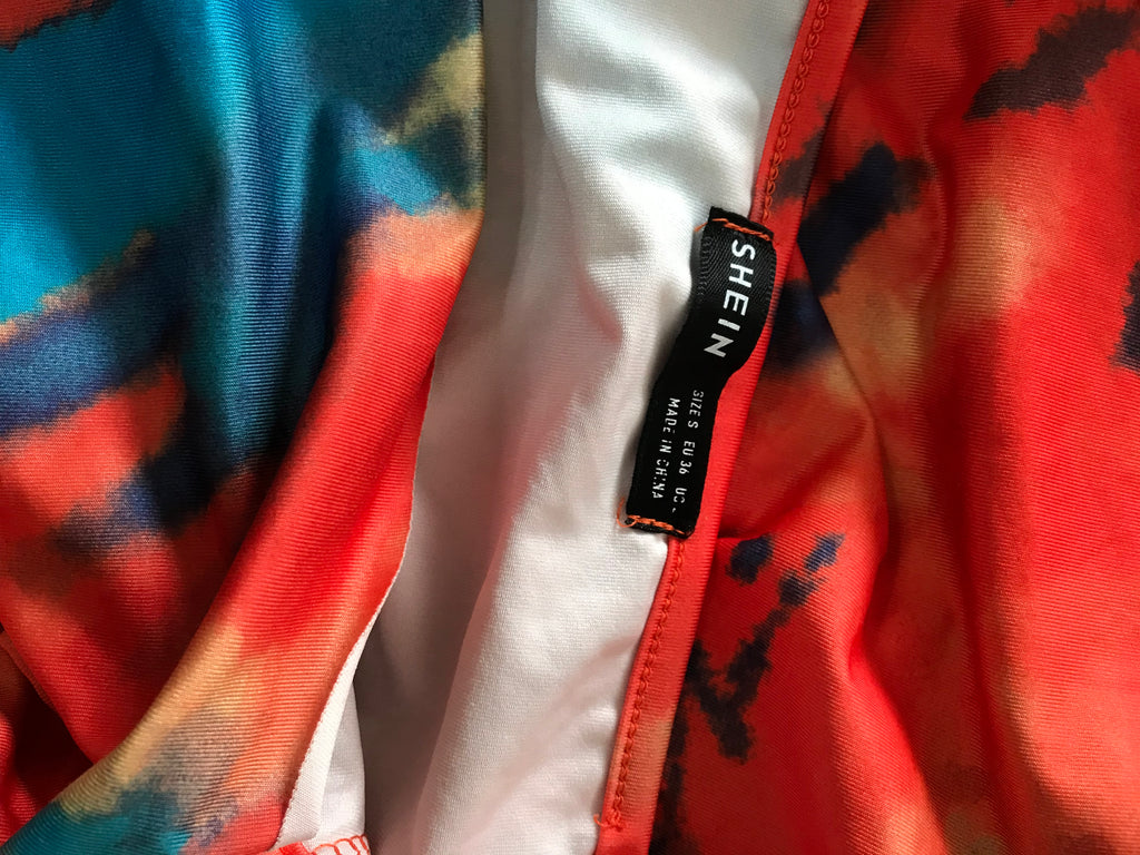 Sideboob Marble Ruche Dress Adjustable orange blue - M
