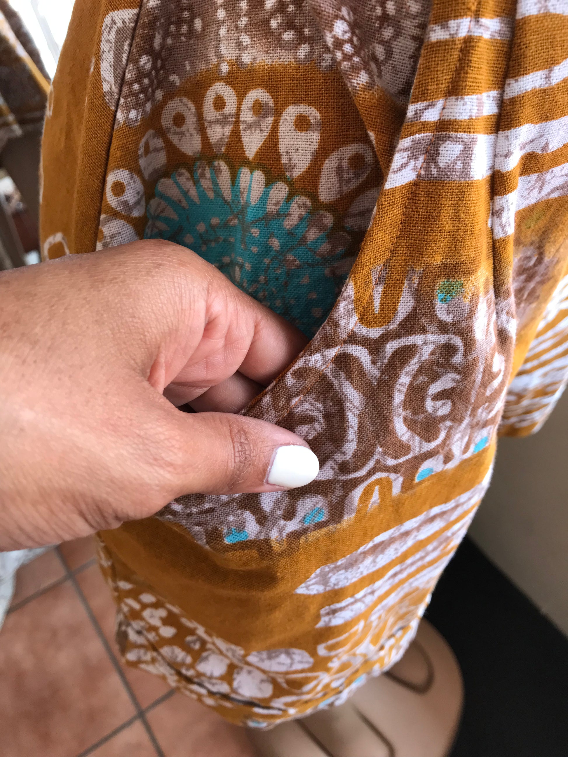 Rhea Imani Linen African Print Shorts Mustard - L / W33