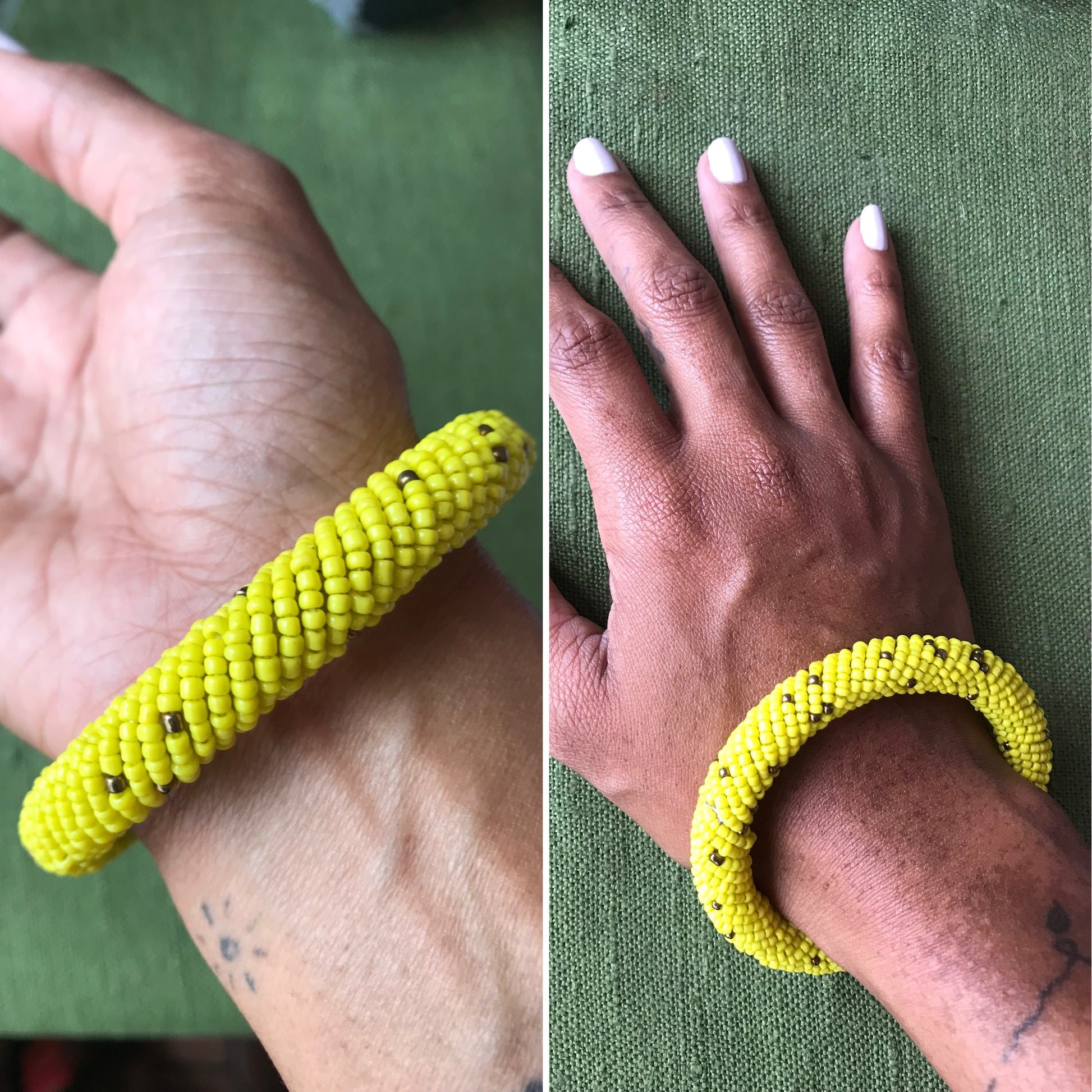 Yellow Beaded African Zulu Bangle