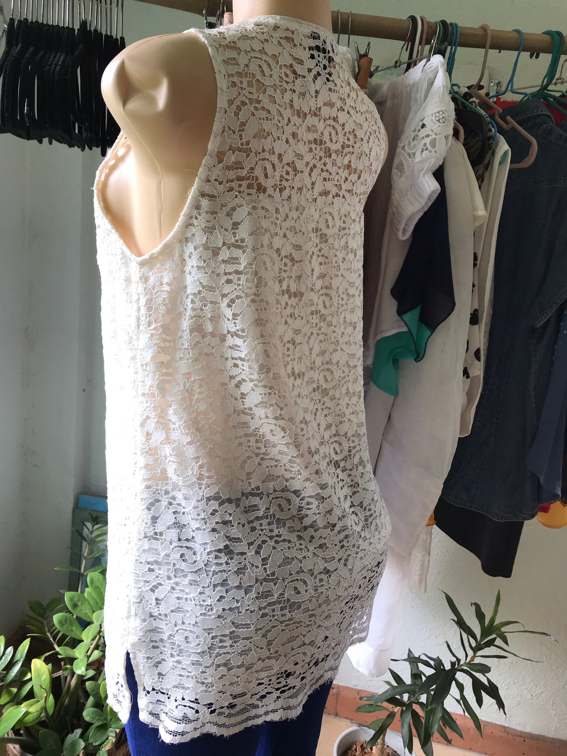 White Lace Zip Blouse
