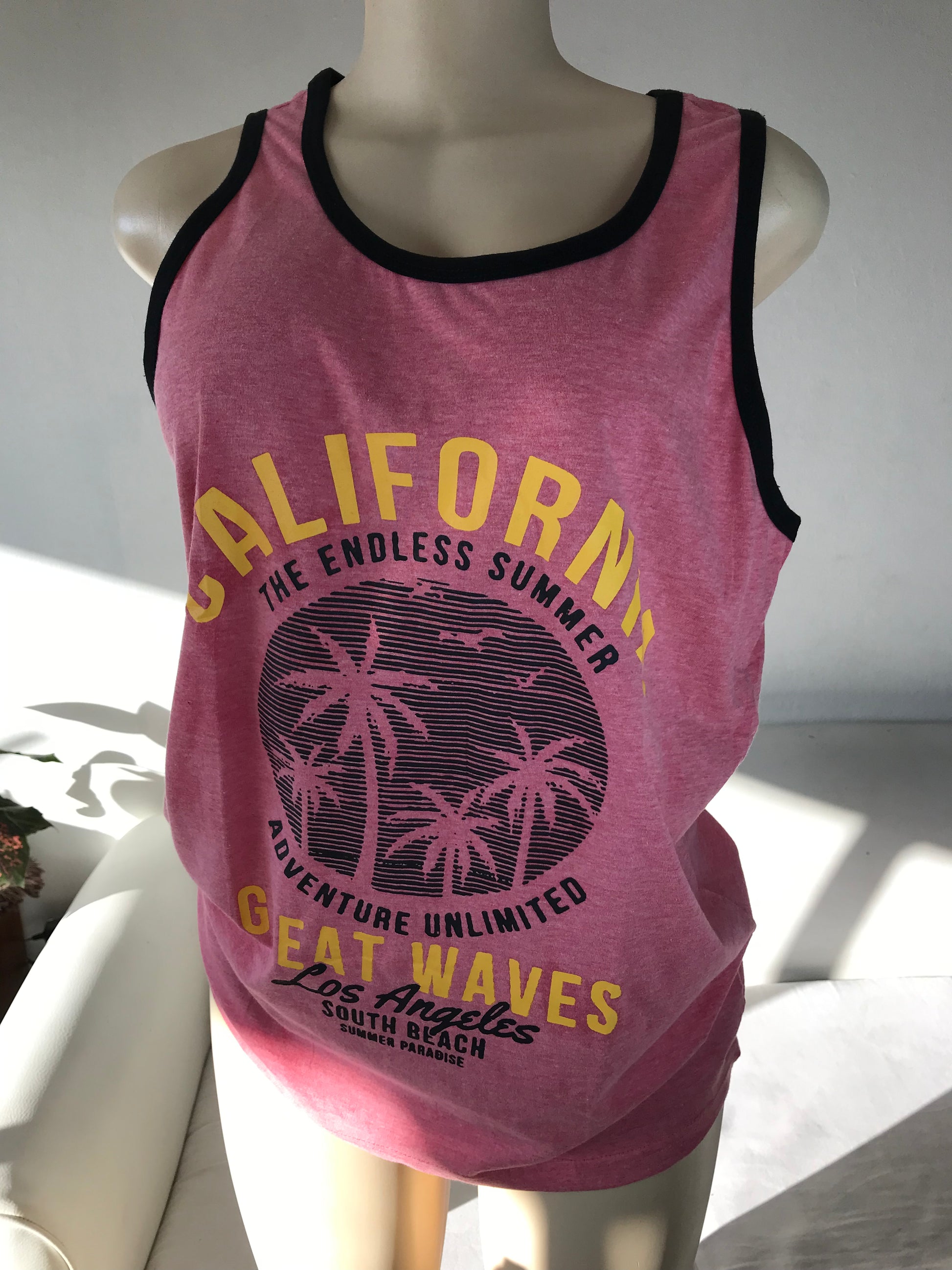 New Forever 21 Coral California Waves Sleeveless Tank Tee Unisex - M  +++
