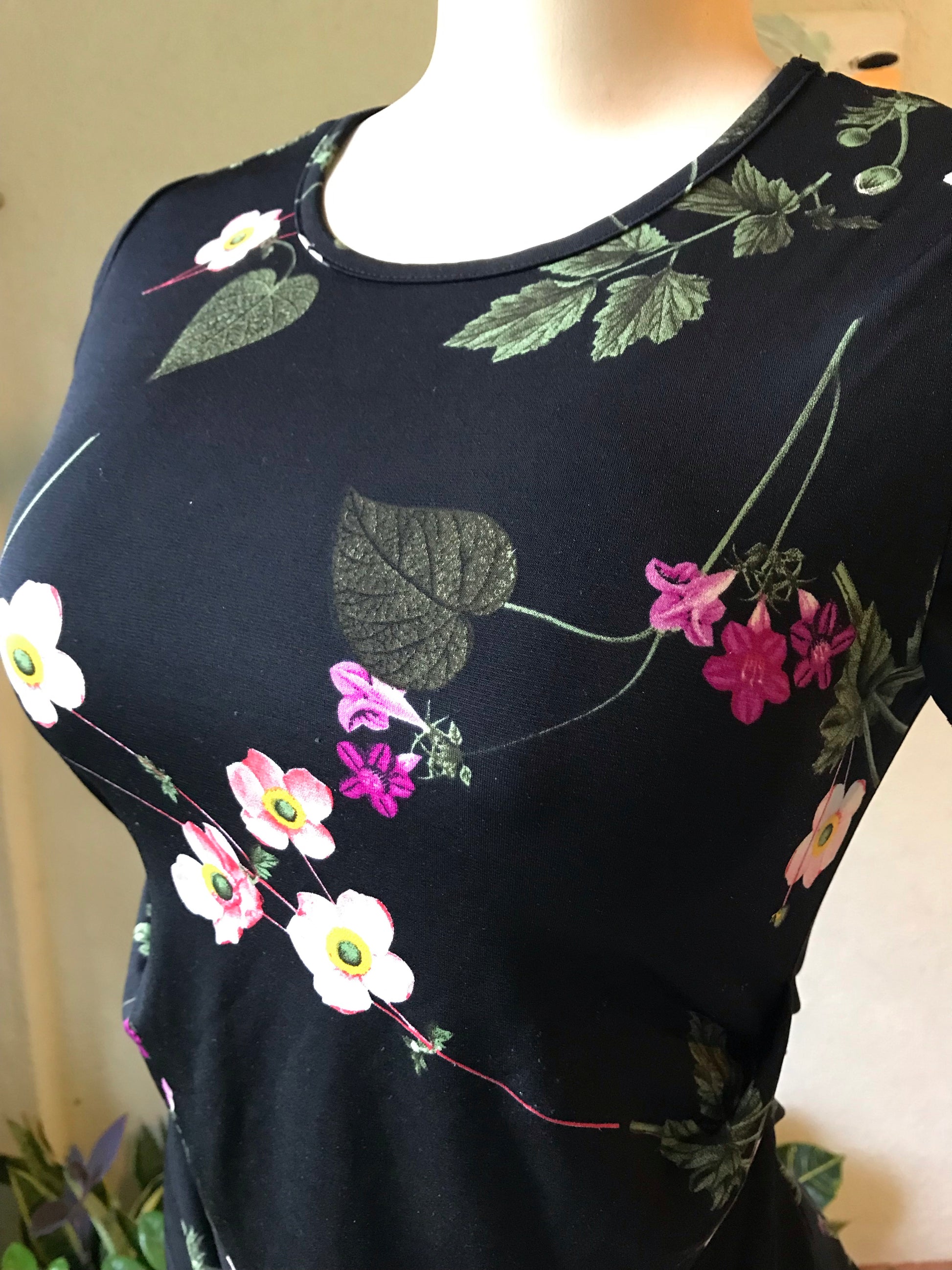 Black Floral Bodycon Dress