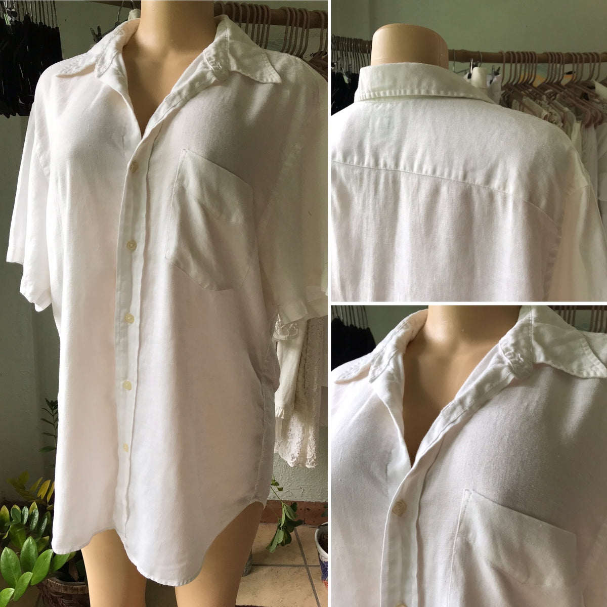 J Crew White Linen Button Down Shirt