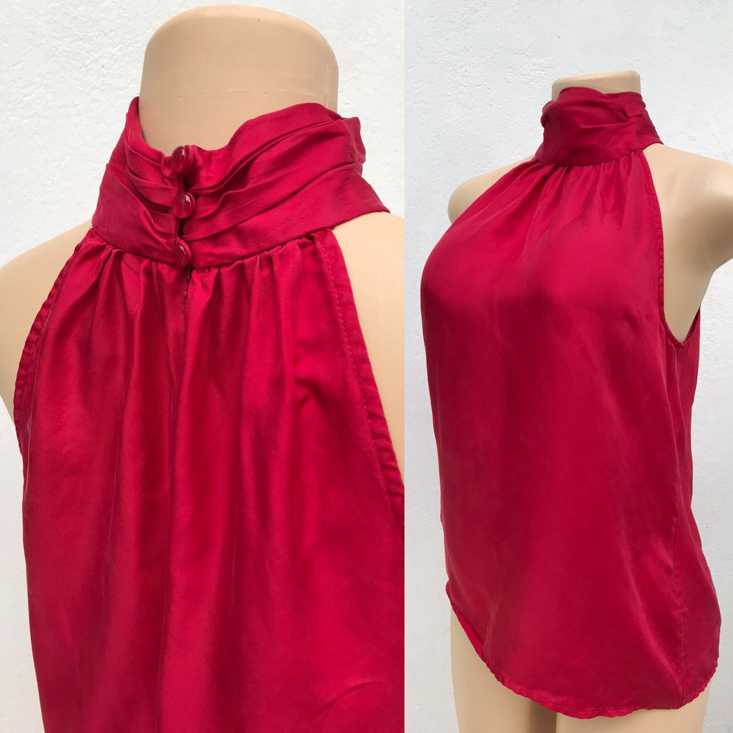 Vintage 100% Silk Red Halter Blouse