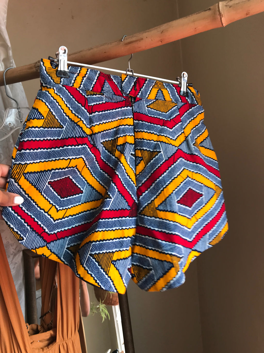 African Ankara High Waist Shorts Red - S / W26