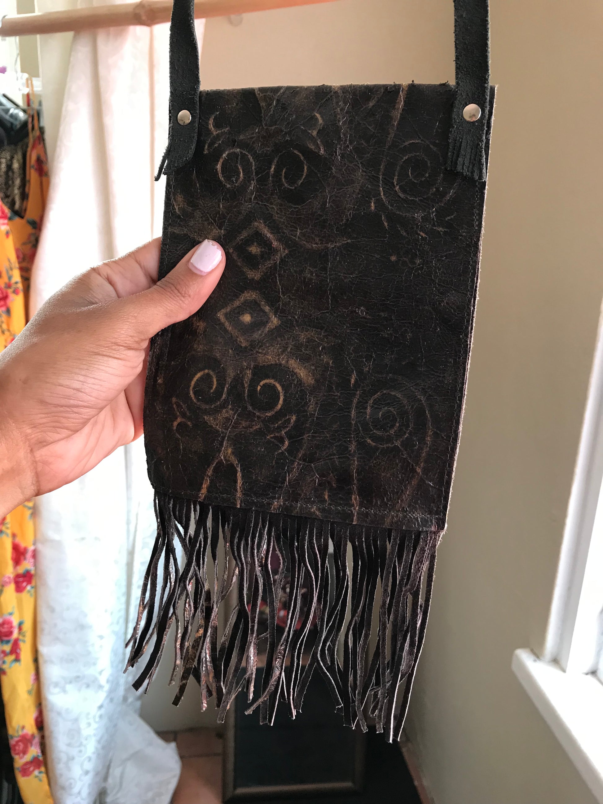Leather Tassel Crossbody Pouch