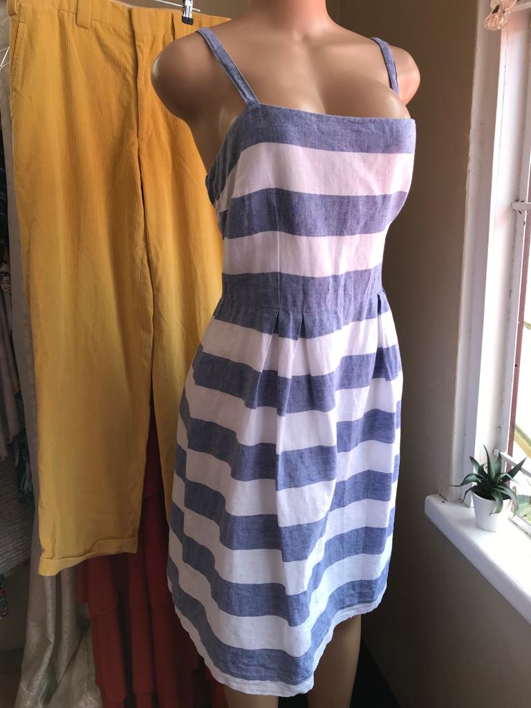 Ann Taylor Stripe Spaghetti Strap Dress - L / XL (size 14)