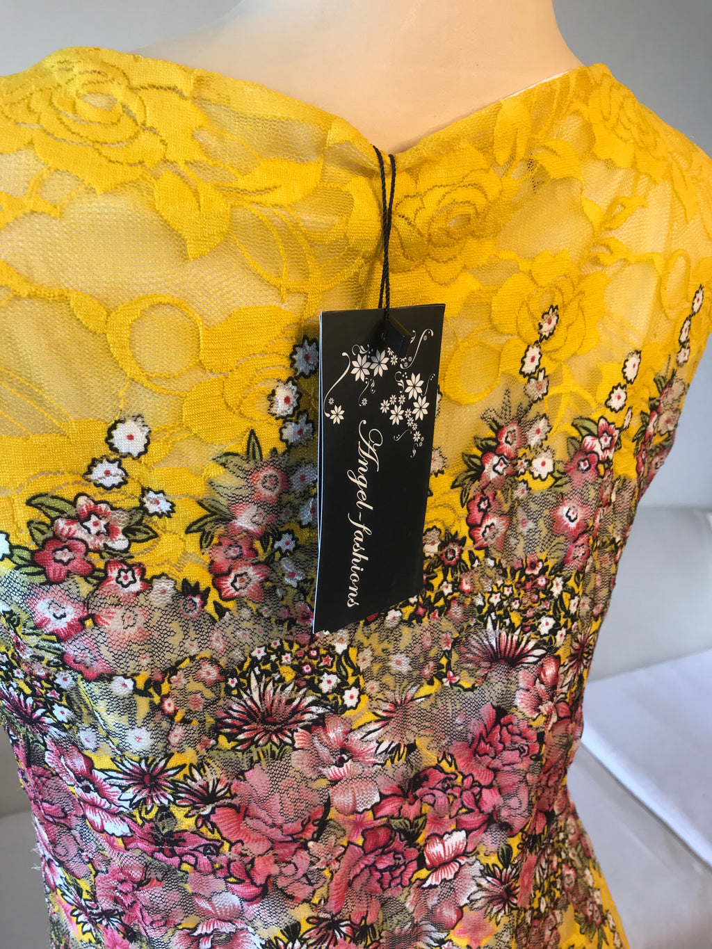 New Tag Yellow Floral Tutu Maxi Dress - XL/