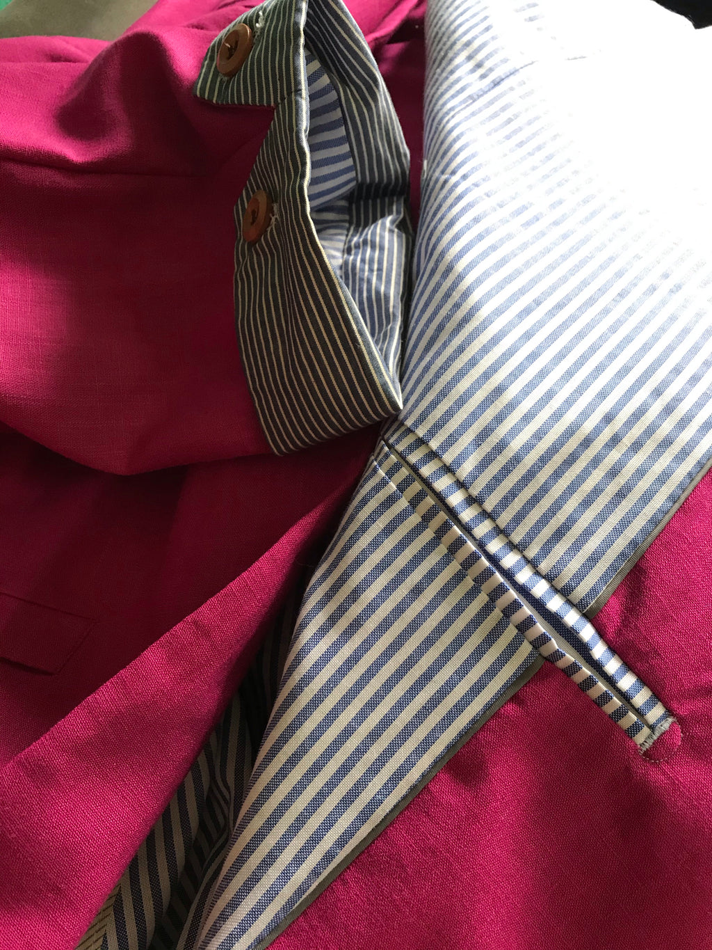 Wool Cotton Pink Smart Blazer Stripe Lined