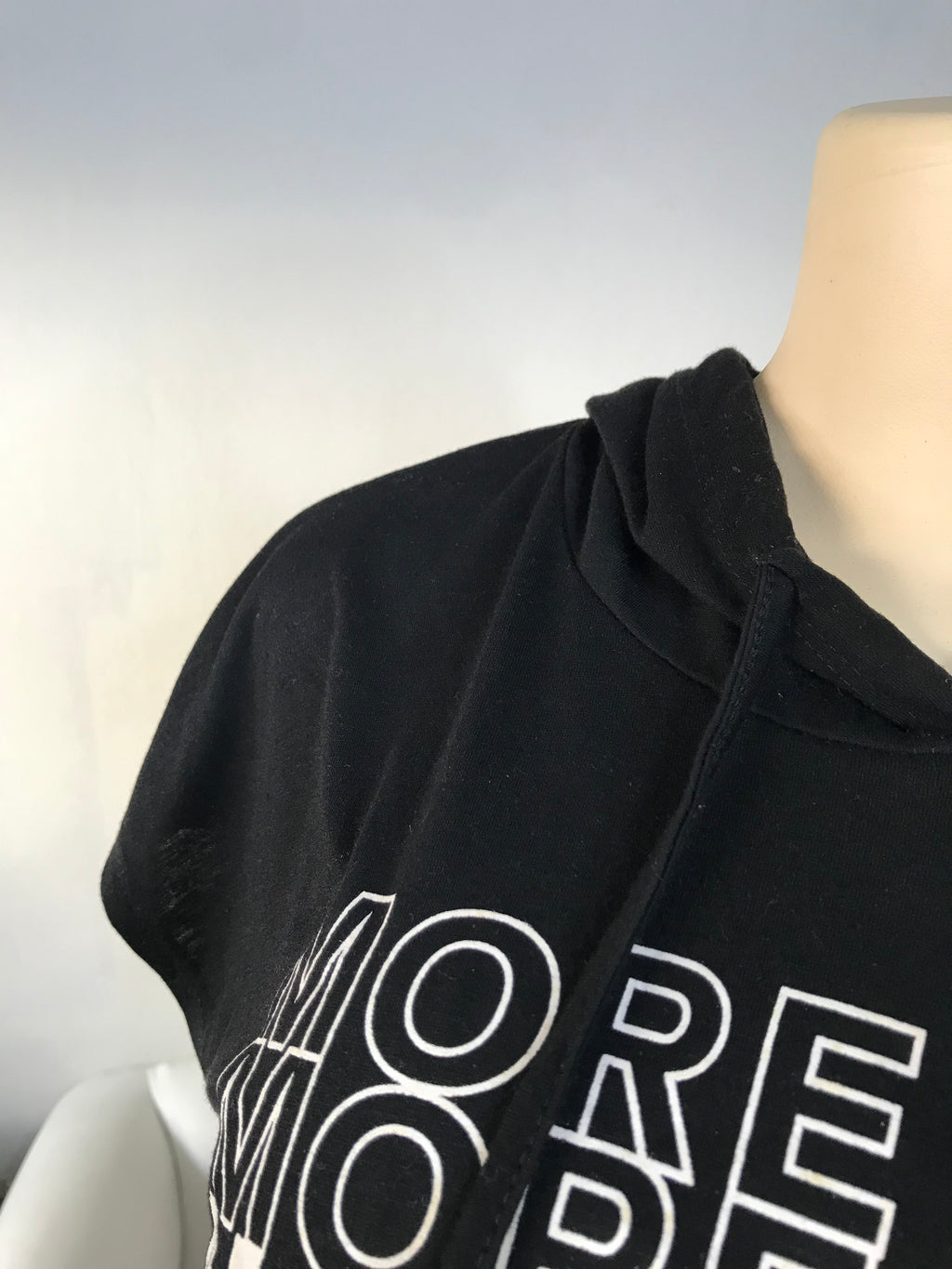 Black Hooded 'More Love' Tee - M