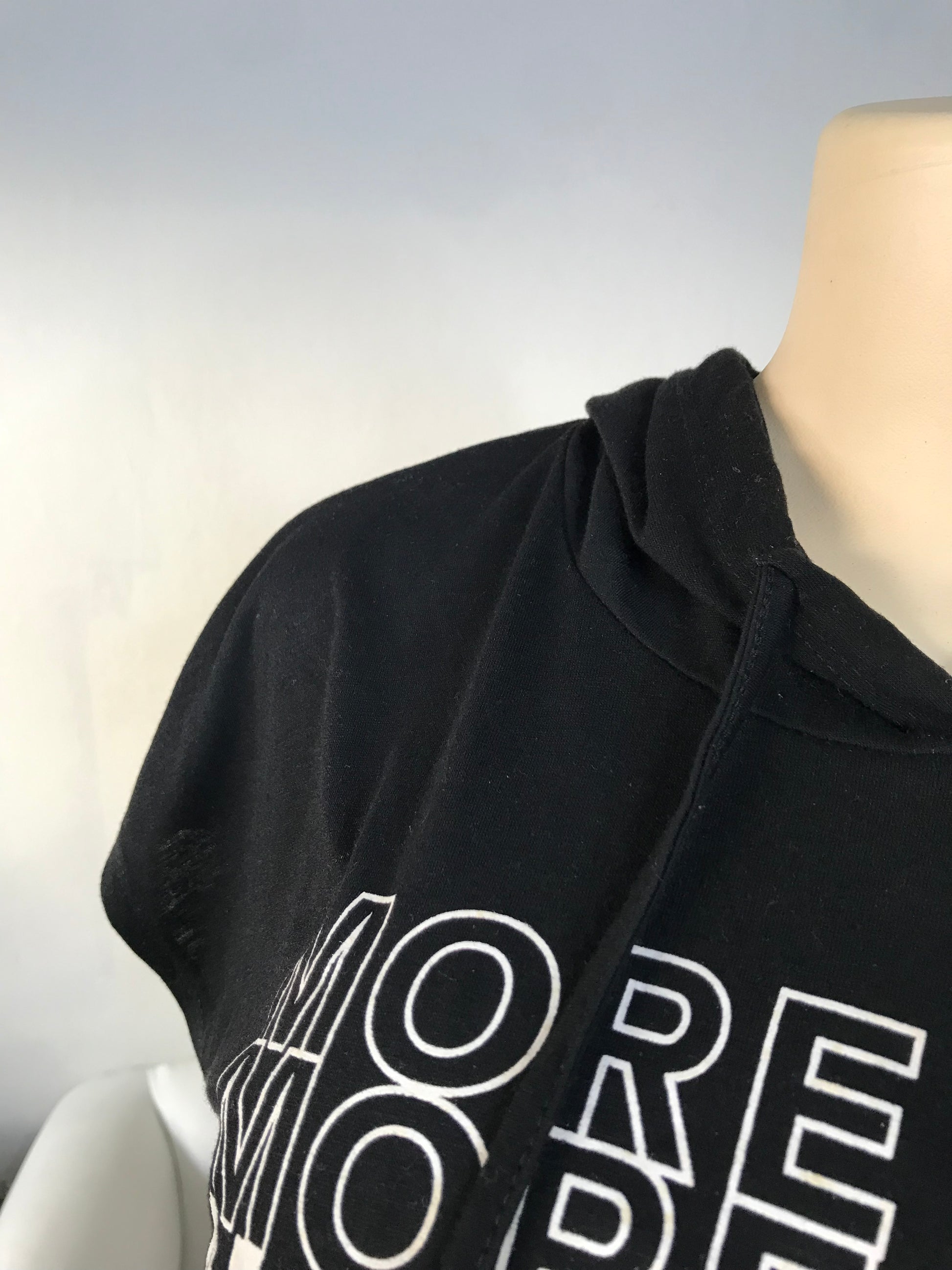 Black Hooded 'More Love' Tee - M