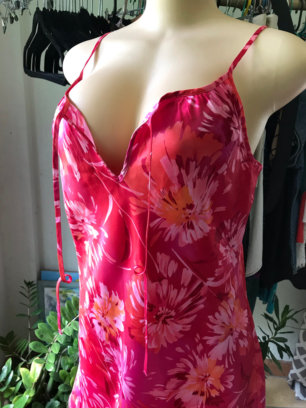 80s Vintage Floral Silky Nightwear