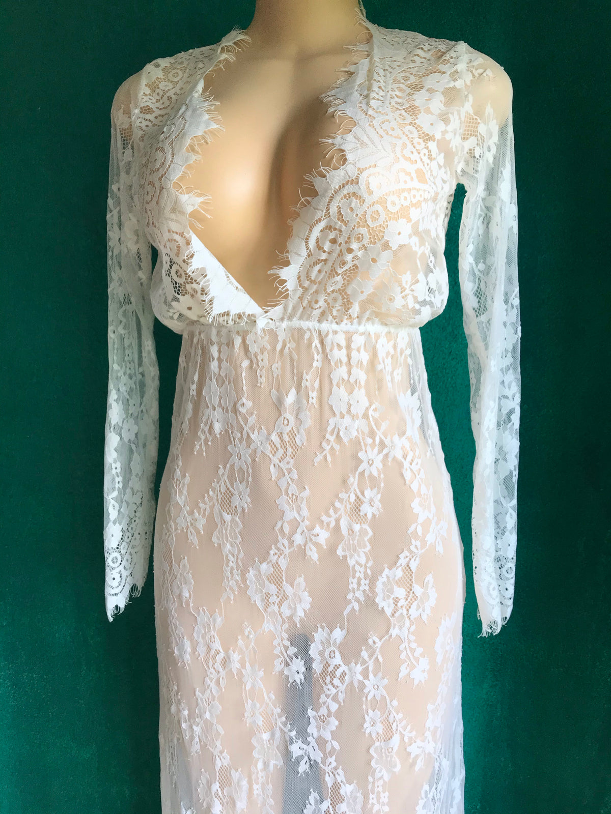 Boho White Lace Maxi Dress Extra Long