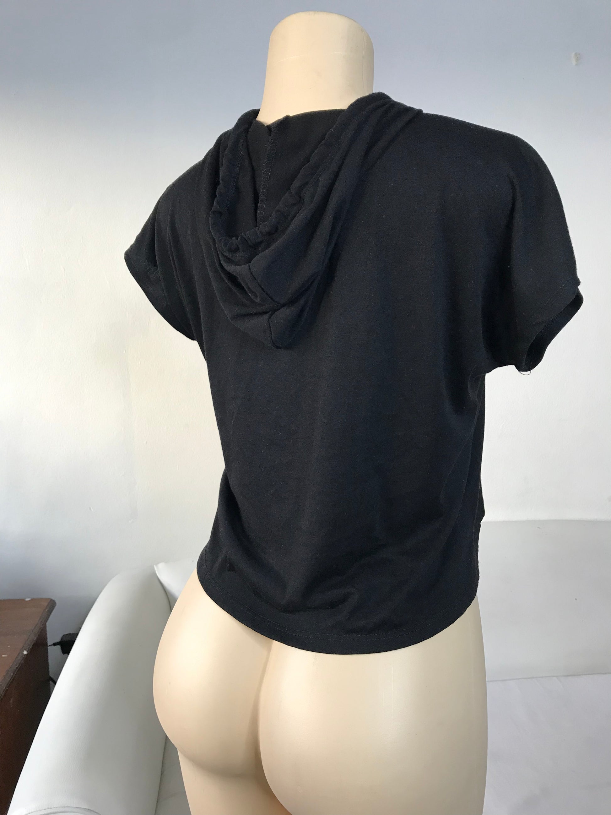 Black Hooded 'More Love' Tee - M