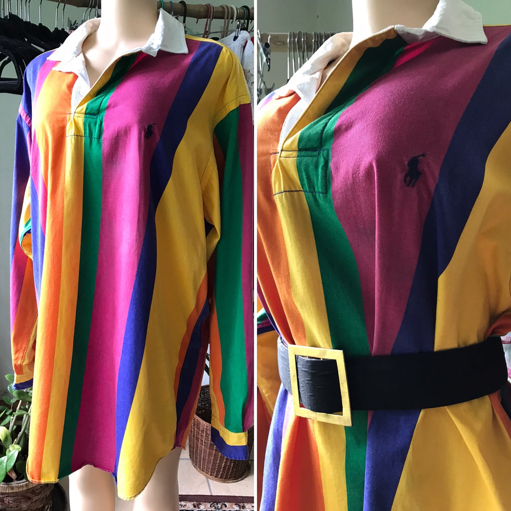 Vintage POLO Ralph Lauren 100% Cotton Colour Block Shirt