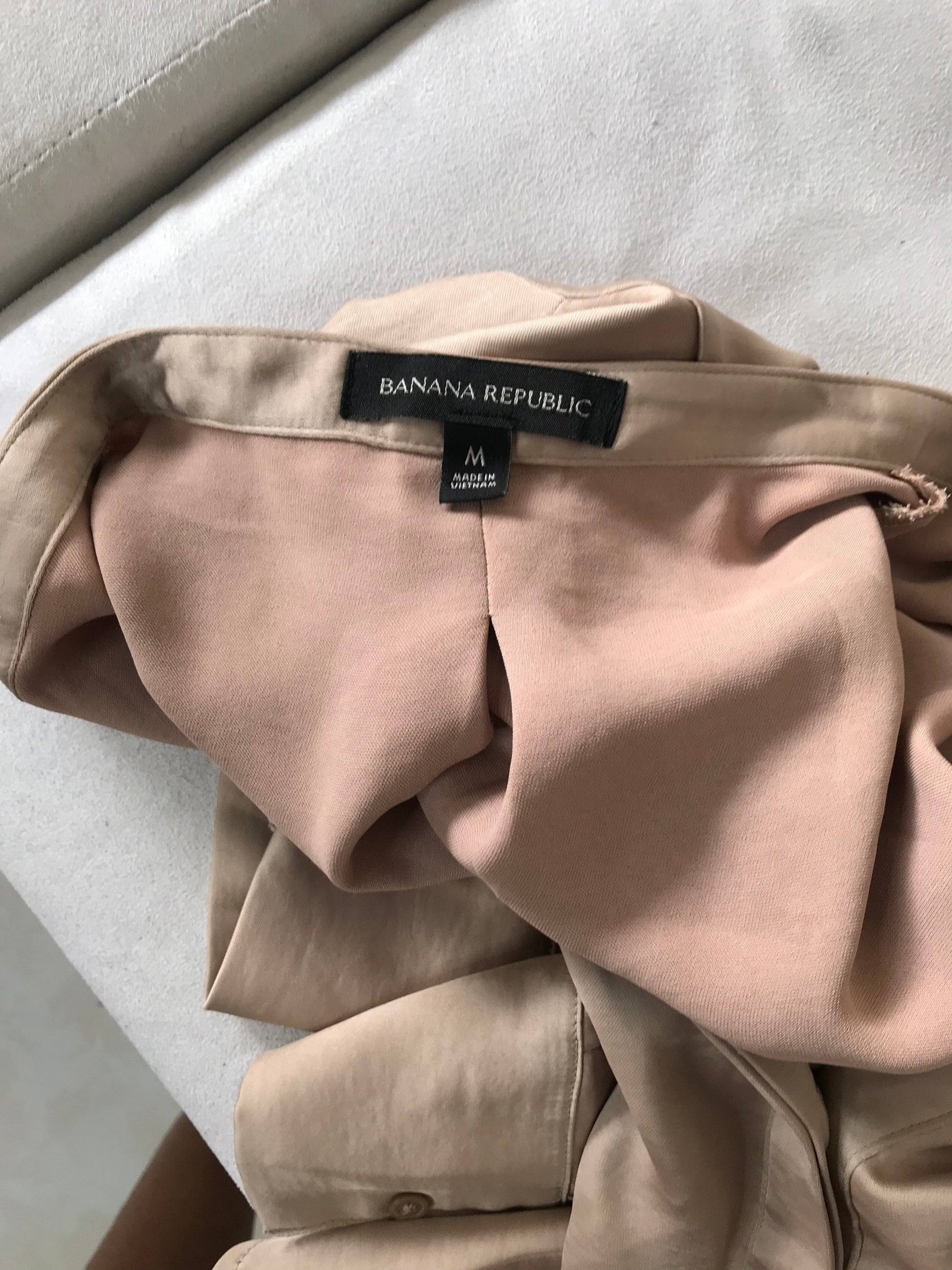 Banana Republic Champagne Silky Button Blouse.