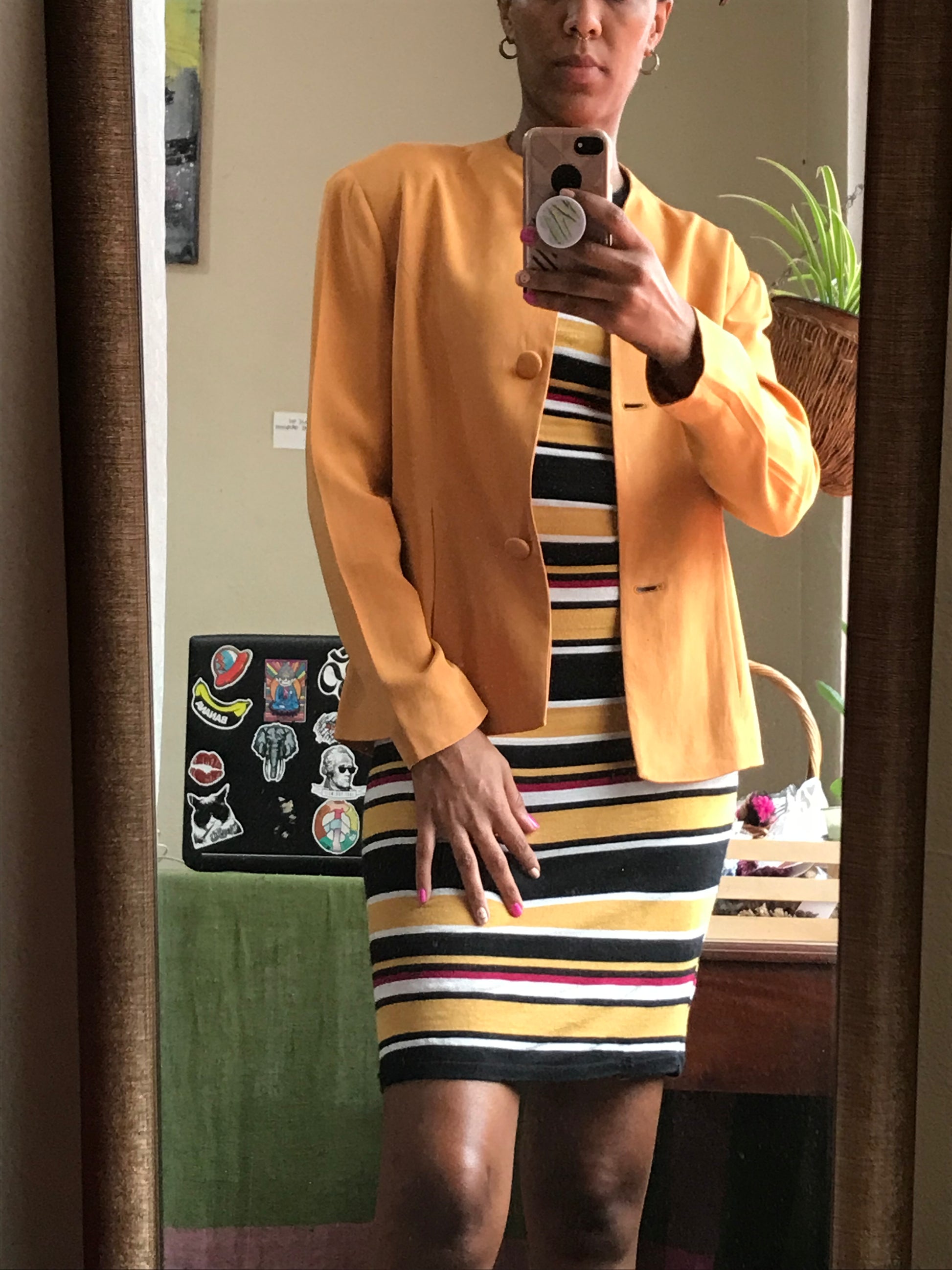 Vintage Gold 100% Silk Jacket - M