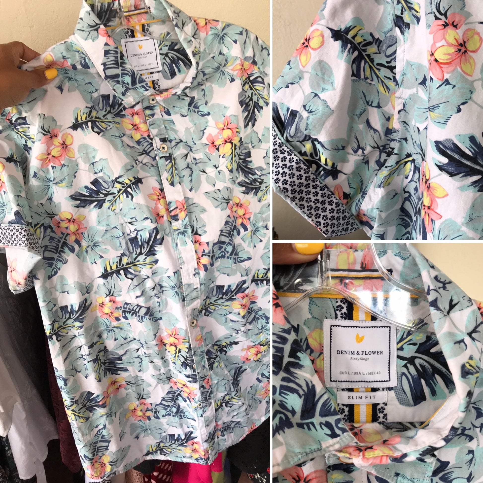 Men's tropical print shirt L