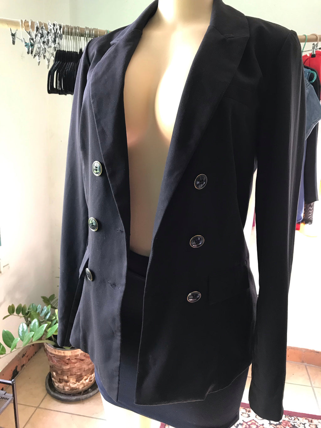 90s Vintage Double Breasted Black Blazer