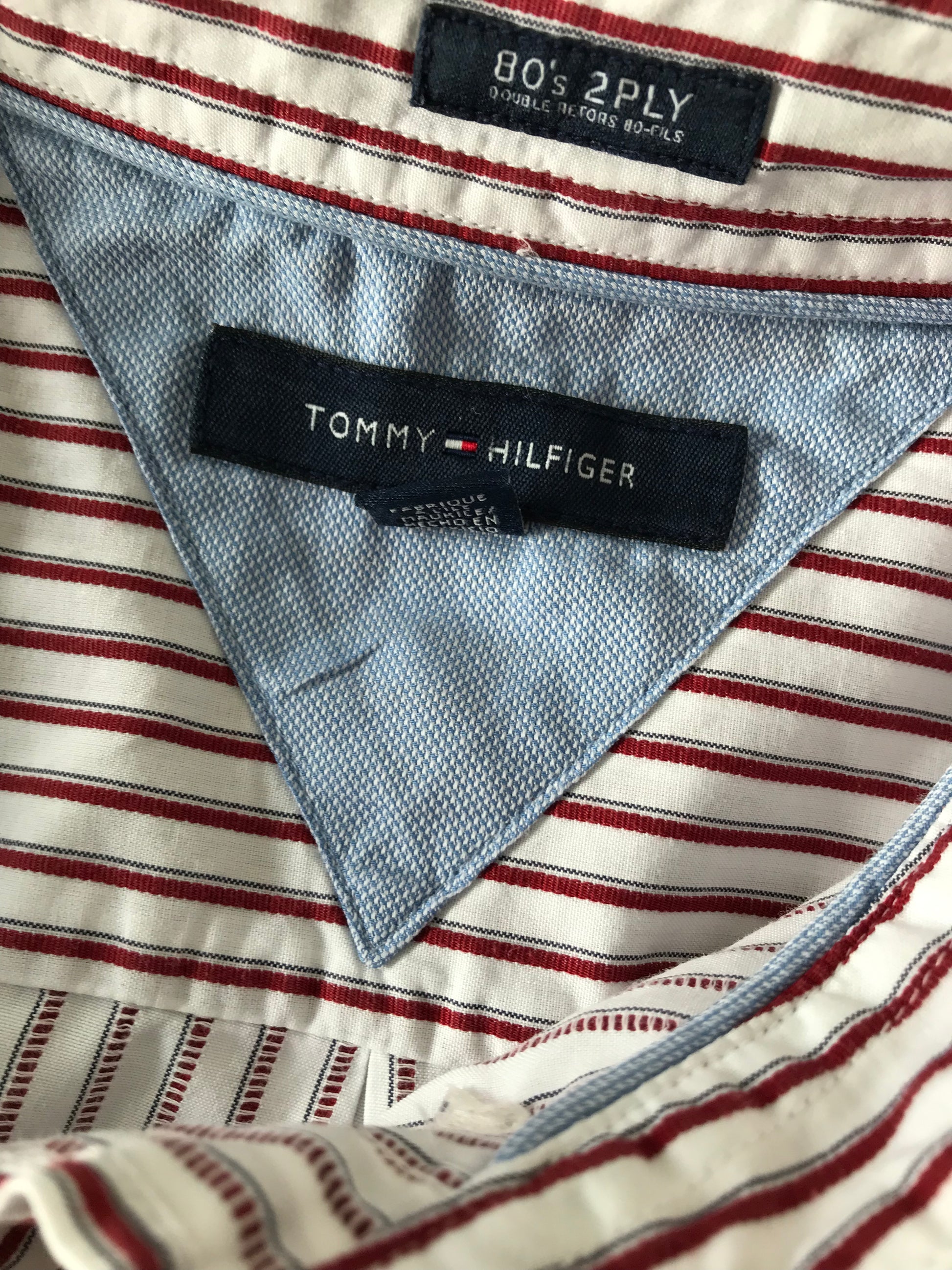 Tommy Hilfiger Men's Red Stripe 80s 2Ply Shirt | M