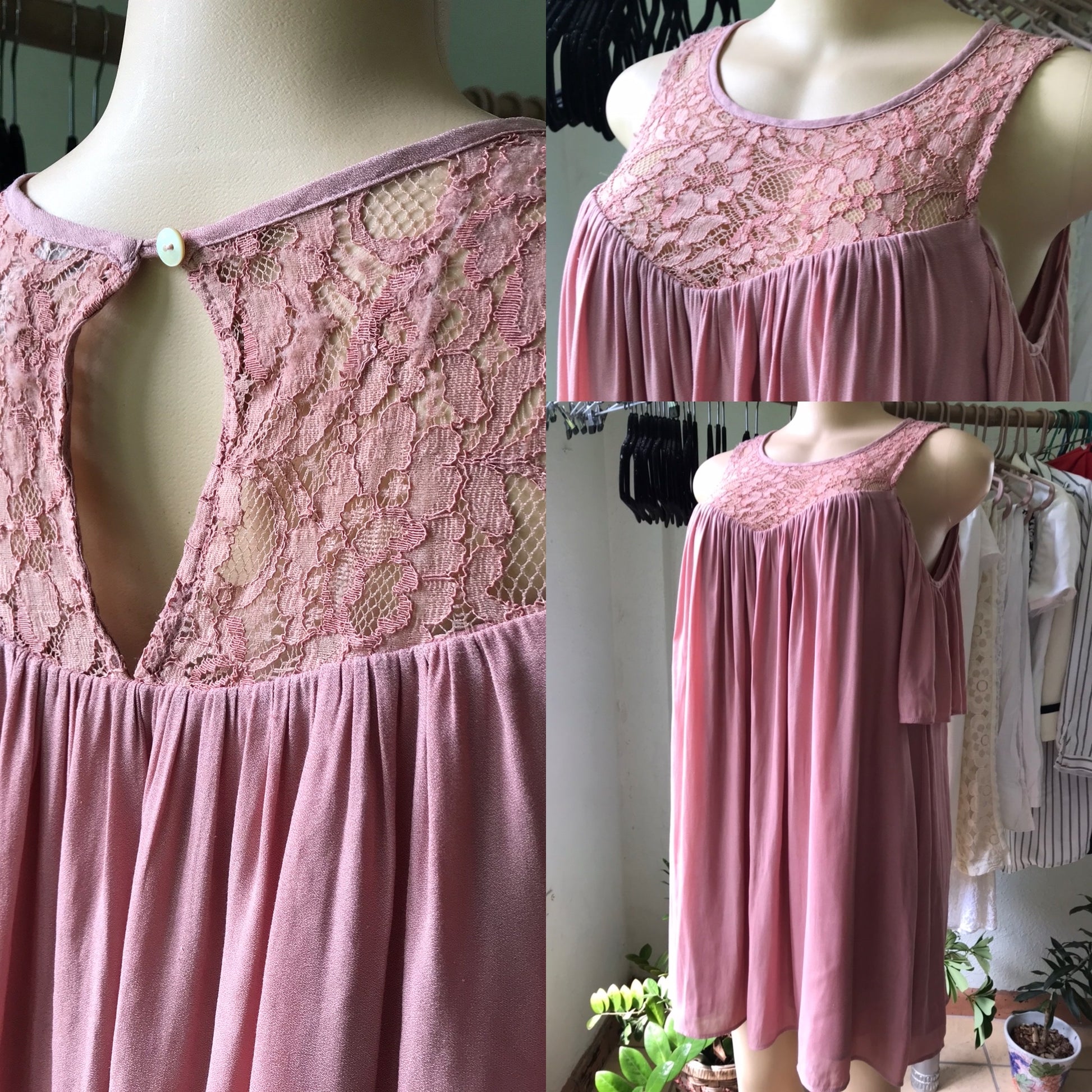 Forever 21 Blush Cold Shoulder Lace Det Dress