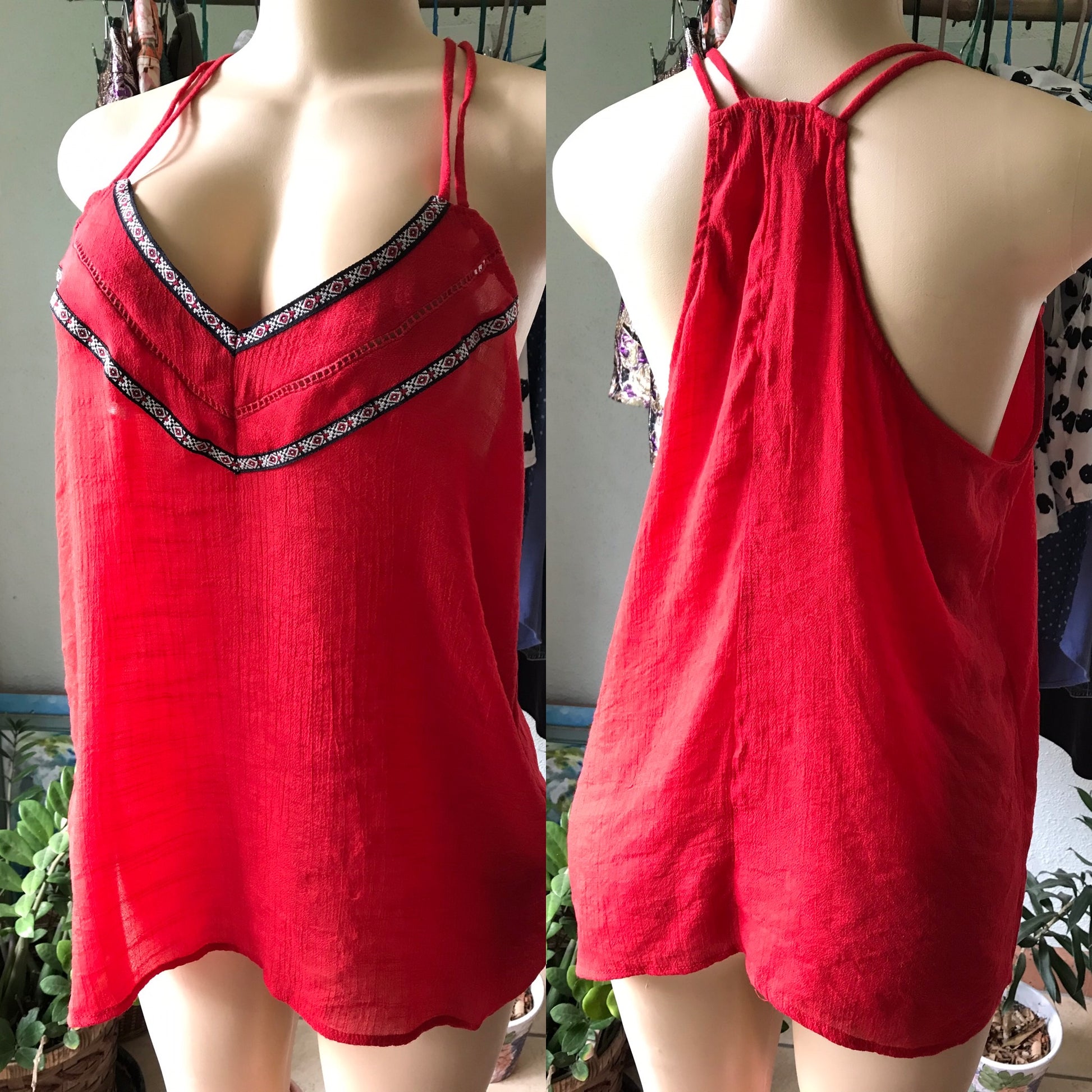Charlotte Russe Red Halter Top Lightweight