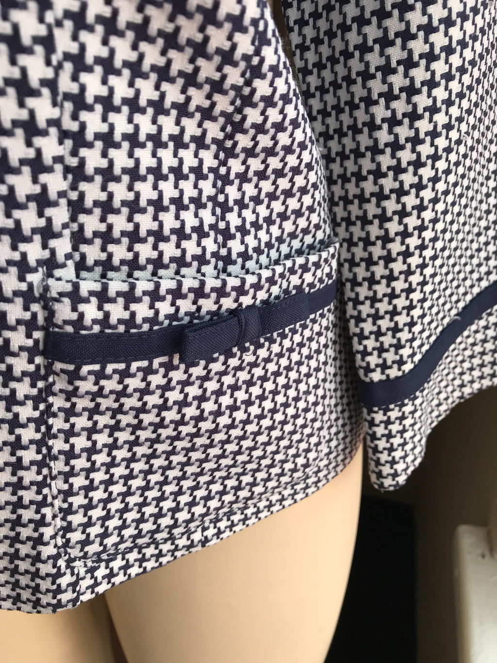 Vintage Houndstooth Jacket Bow Pocket