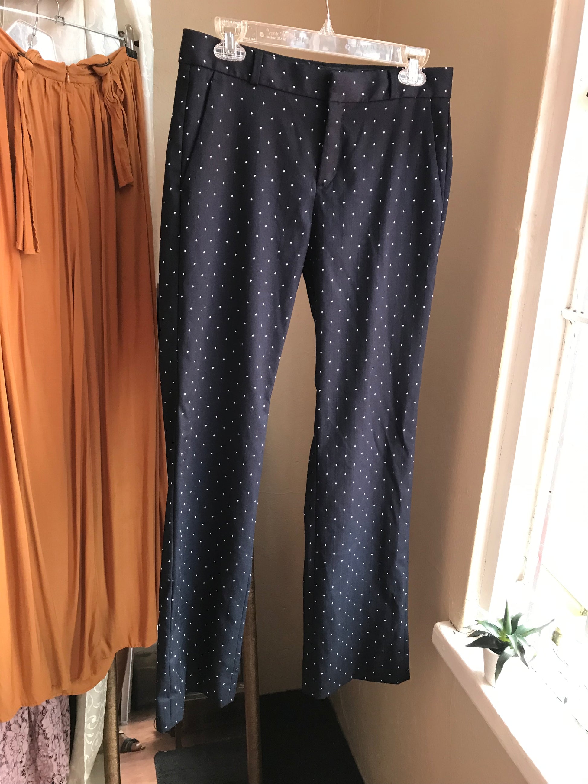 Banana Republic Navy Polka Professional Stretch Pants - M