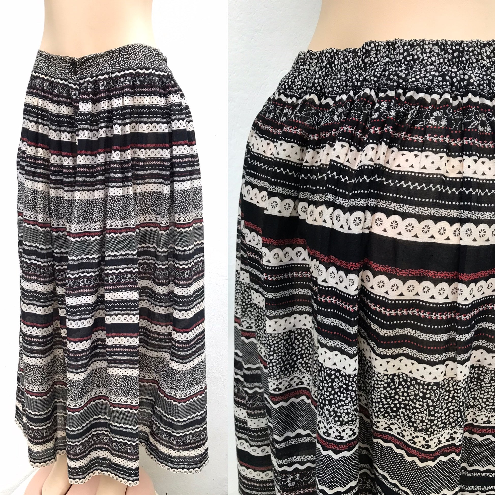 Vintage Print Button Down Maxi Skirt
