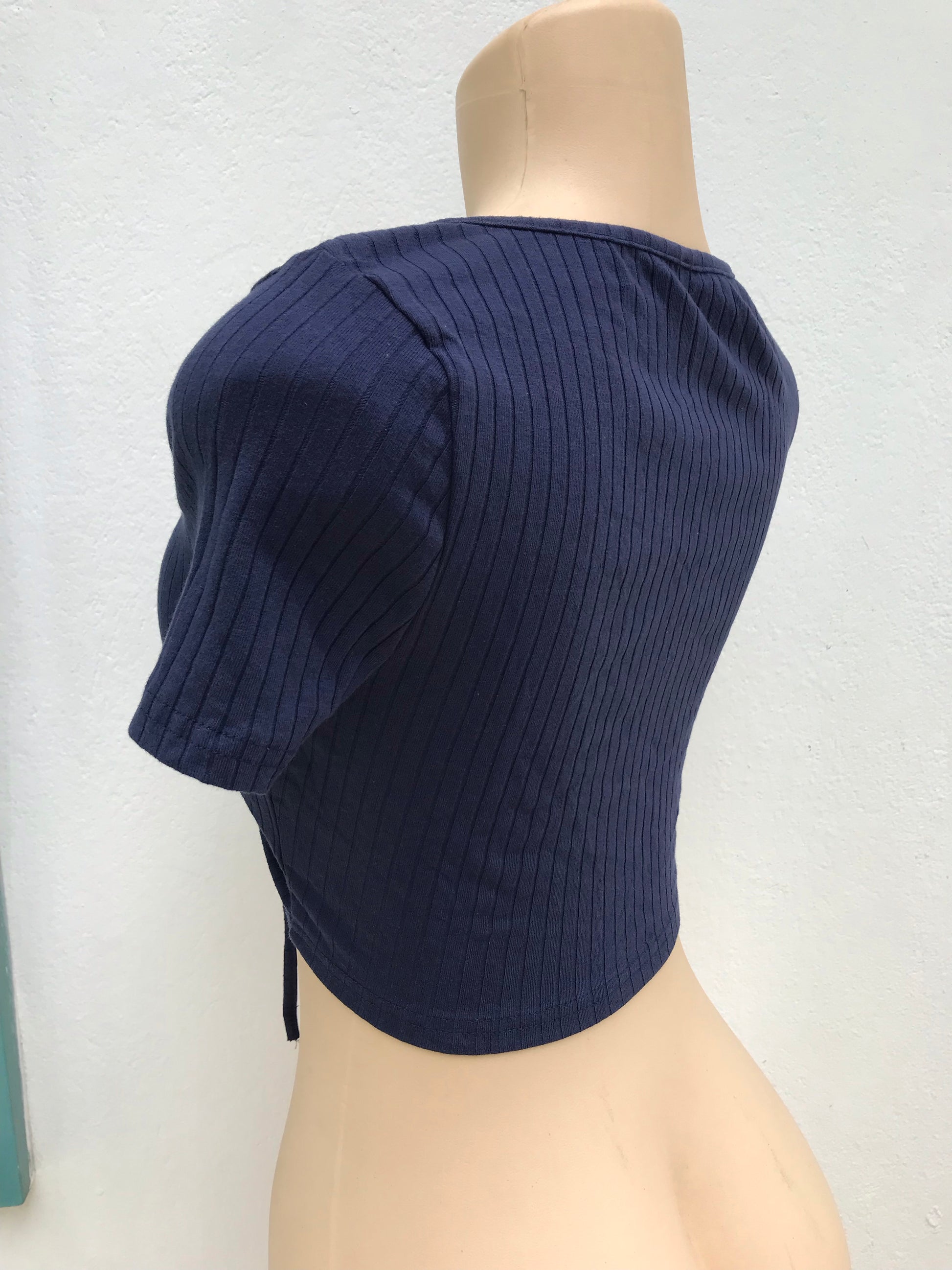 New Shein Navy Ribbed Crop Top