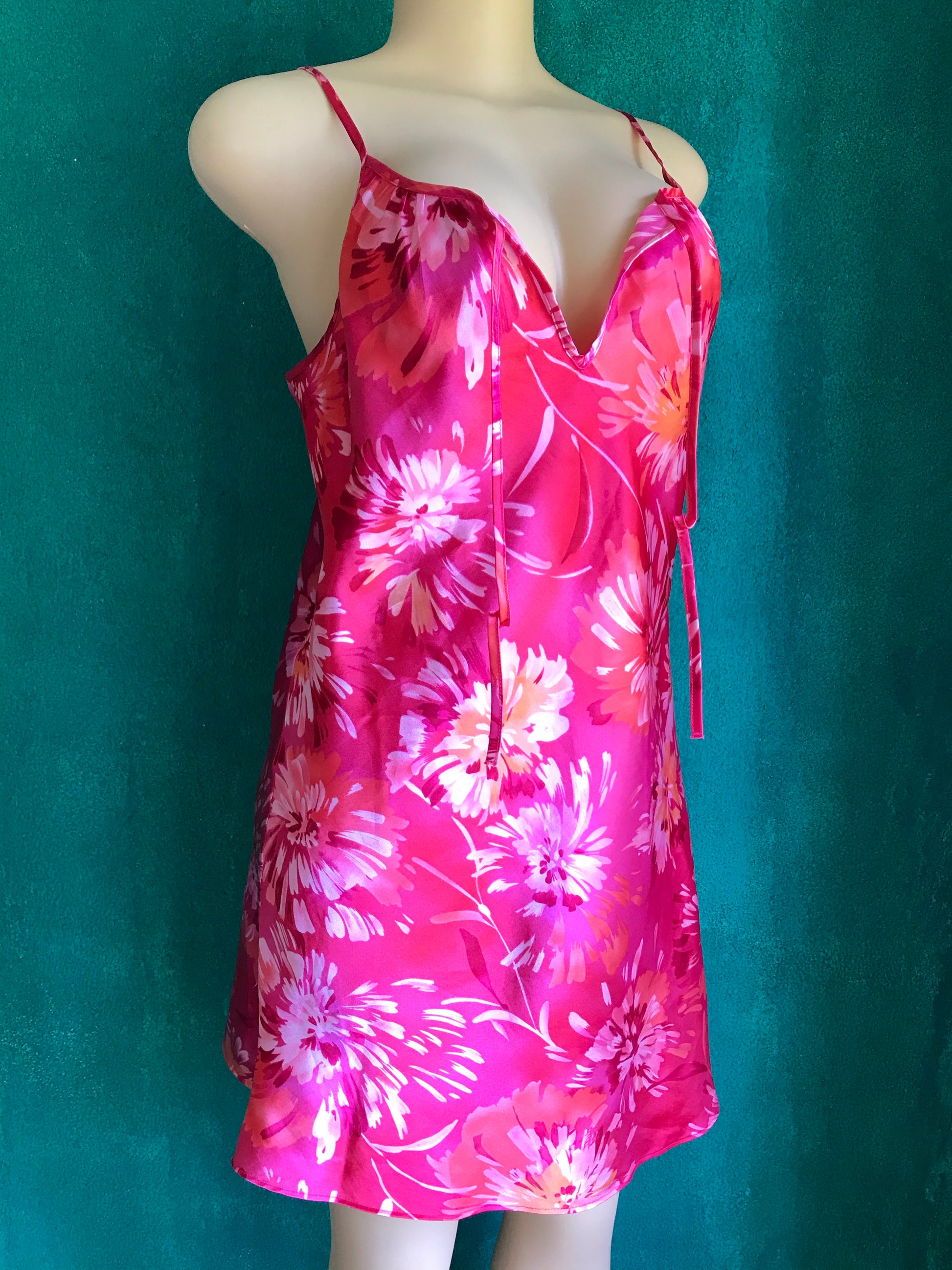 80s Vintage Floral Silky Nightwear