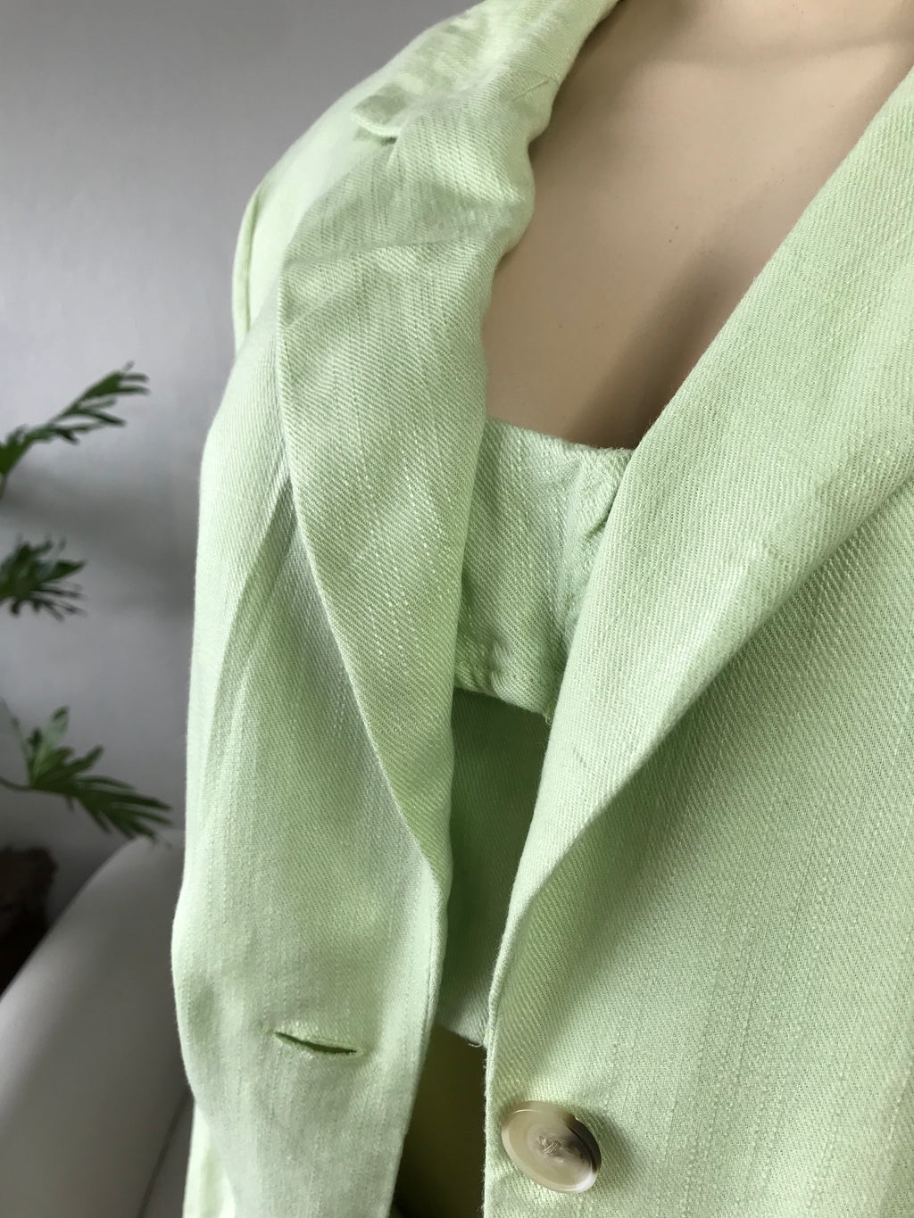 Asos Pastel Green 3 Piece Shorts Blazer Set Linen - M