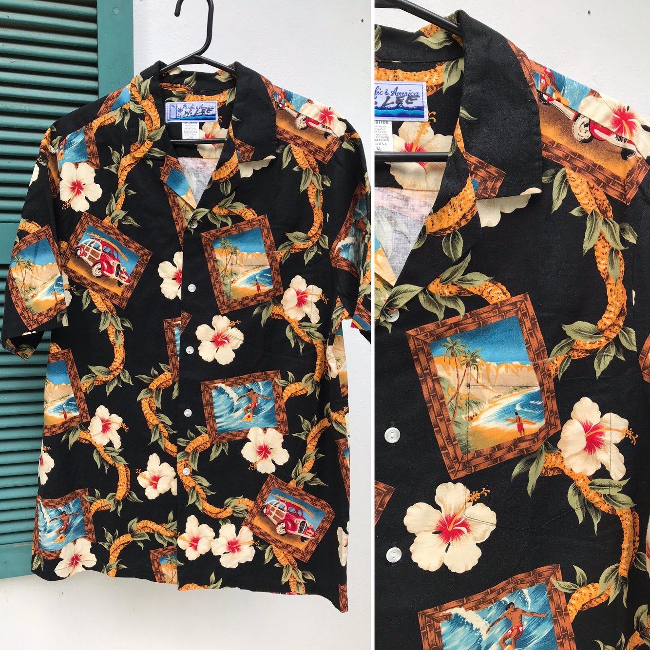 Dad's Hawaiian Mens Shirt Black Cotton