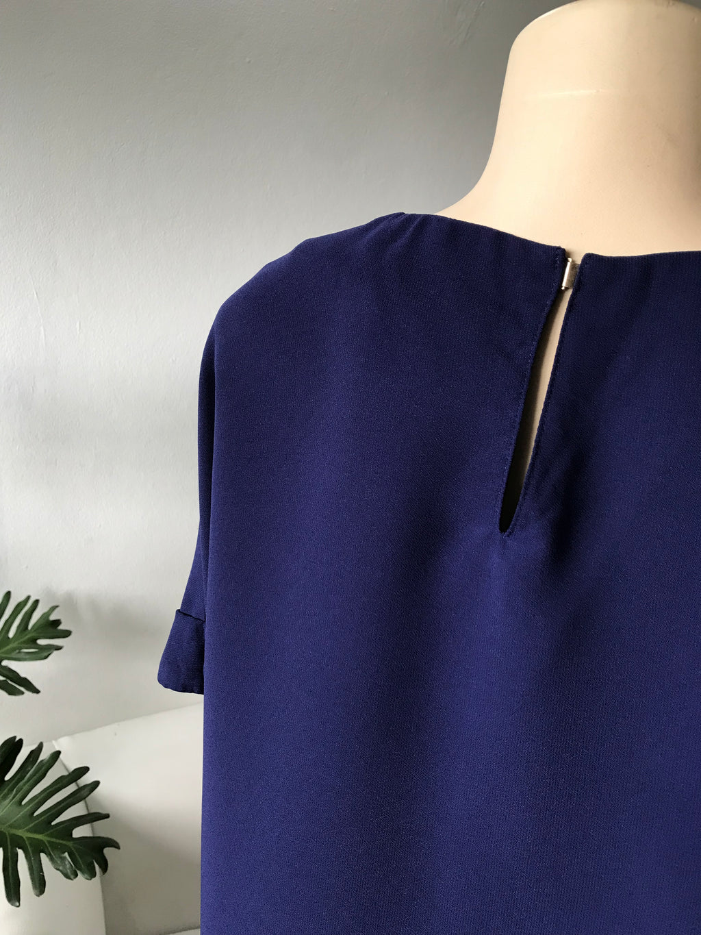 Navy Professional Tee Blouse Cuffed - XL/