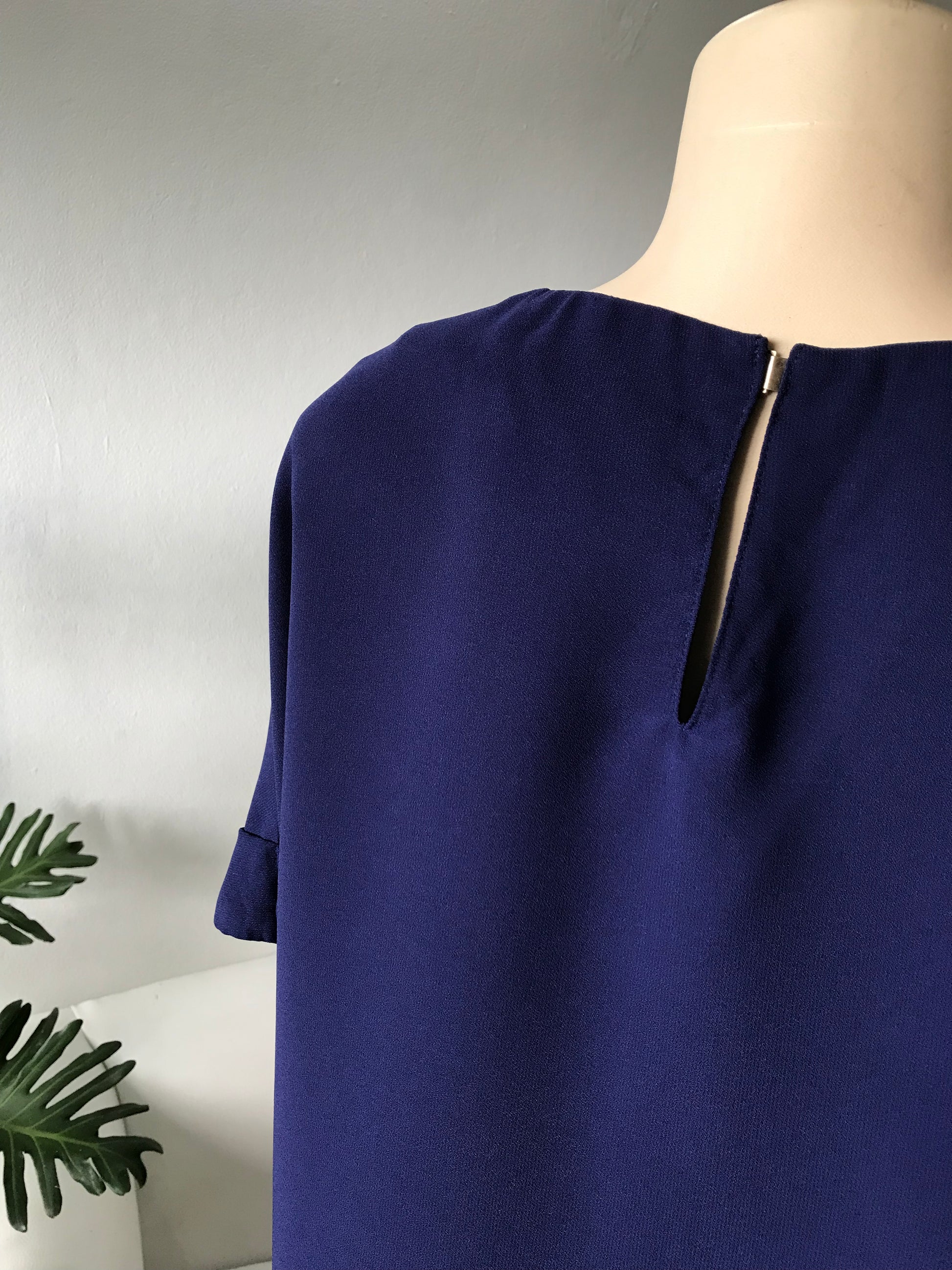 Navy Professional Tee Blouse Cuffed - XL/