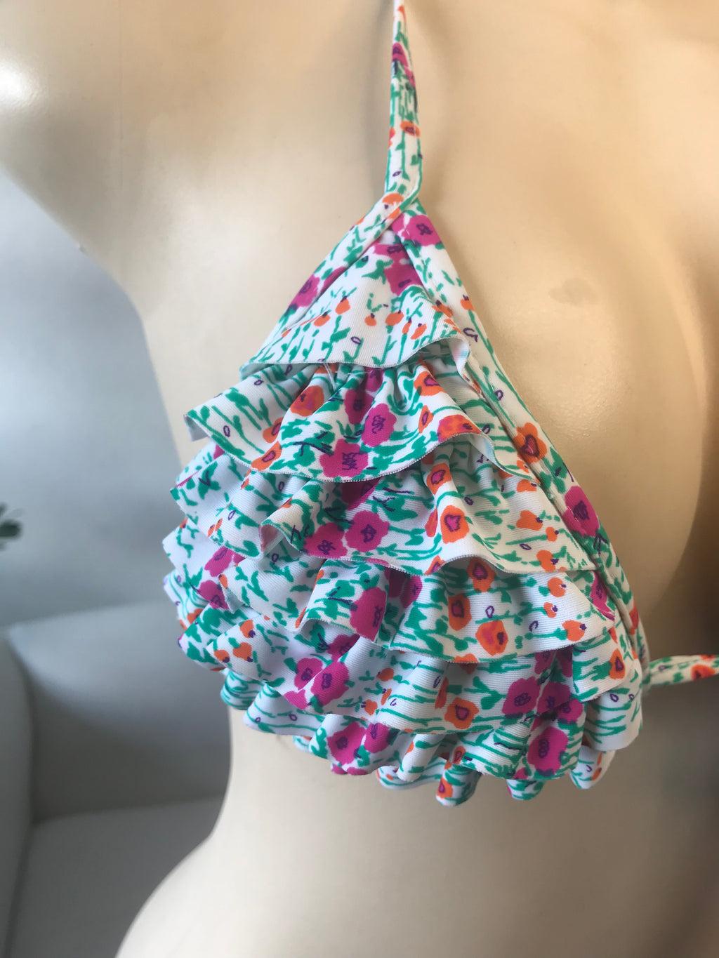 Floral Fuffle Bikini Top Padded - S