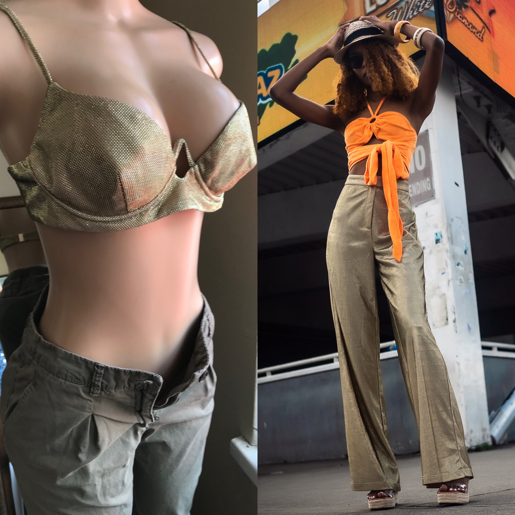 Statement Set Gold High Waist Palazzo Pants - S/M  / W27 :::