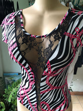 Load image into Gallery viewer, Pink Chainlink Lace Bodysuit
