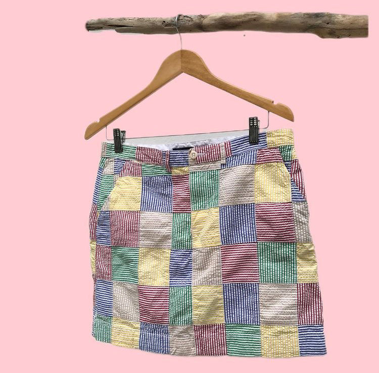 Vintage Ralph Lauren Pastel Patchwork Mini Skirt M/L