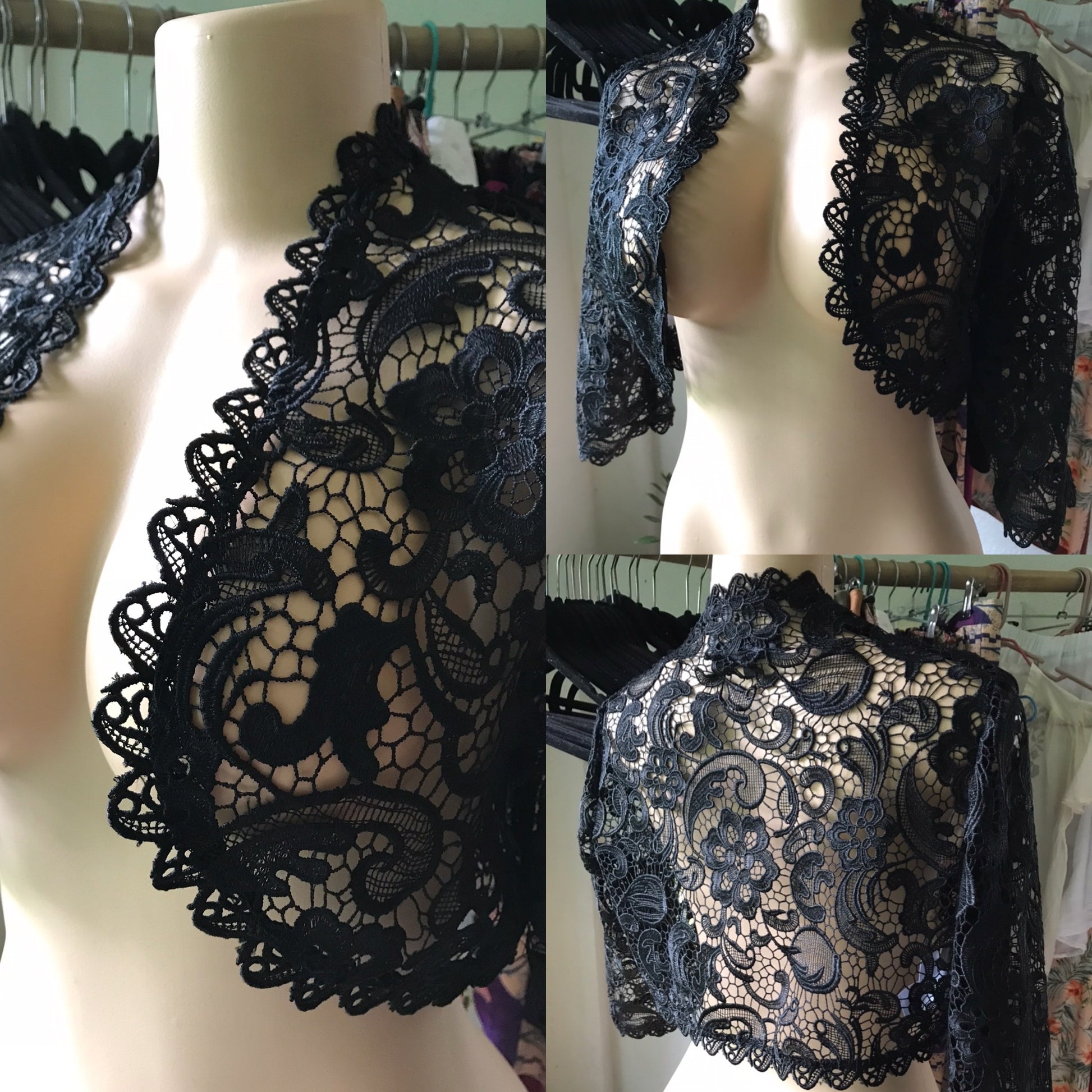 80s Vintage Jones New York Detailed Lace Coverup