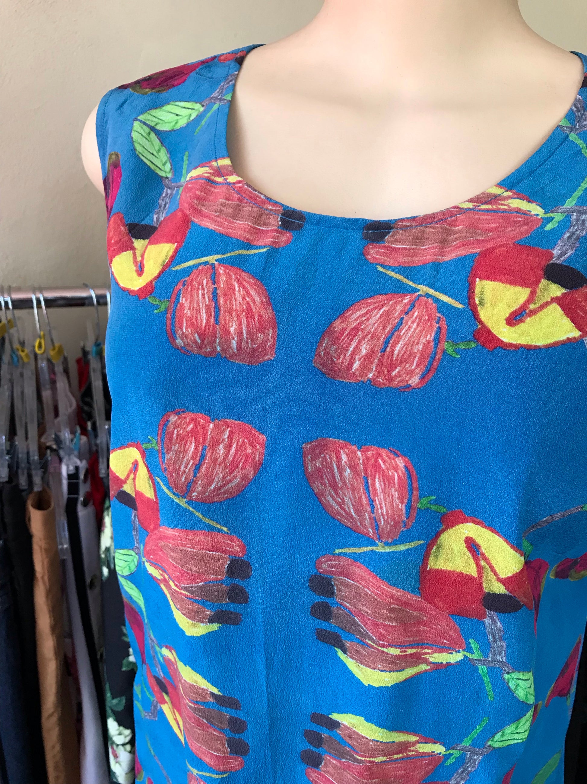 Blue Ackee Print Tunic Dress