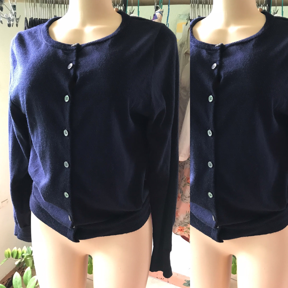J Crew 100% Wool Navy Cardigan