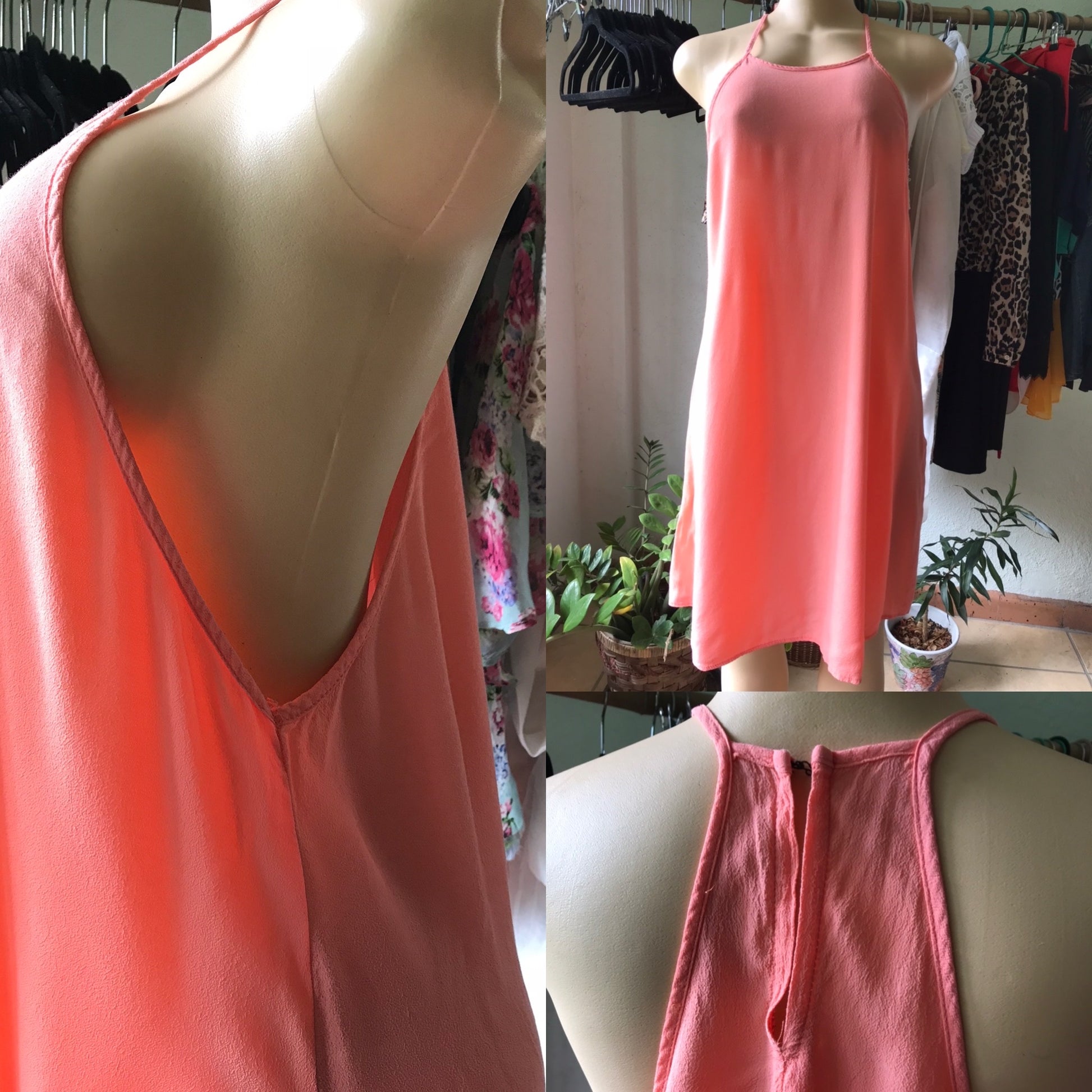 Peach Sideboob Halter Dress